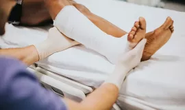 patient receiving care for leg fracture